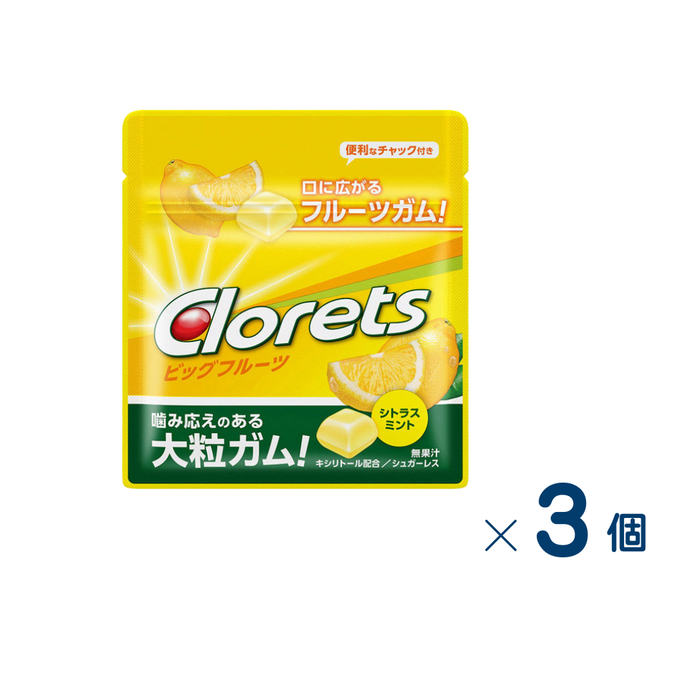 【セット売り】モンデリーズ　クロレッツ ビッグフルーツ シトラスミント ミニパウチ　賞味期限なし　3個