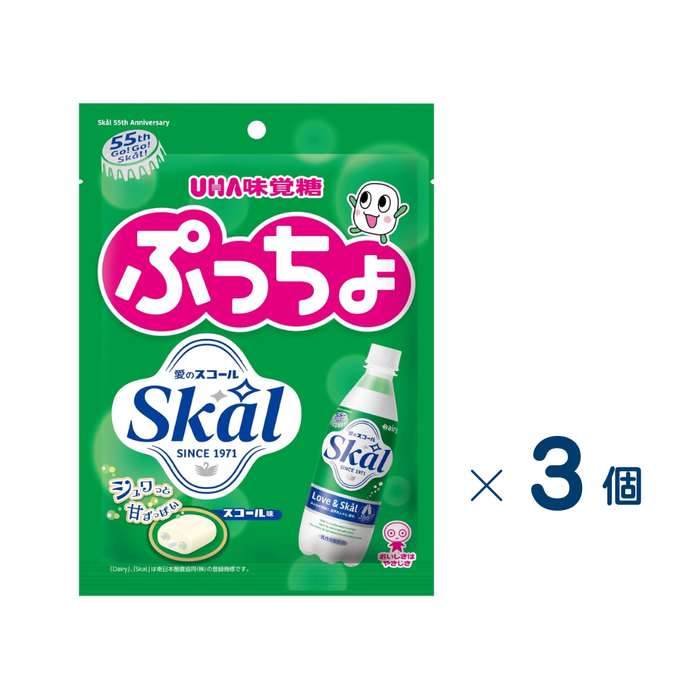 【セット売り】ユーハ味覚糖　ぷっちょ袋Ｓｋａｌ　賞味期限2027-02-28　3個入り