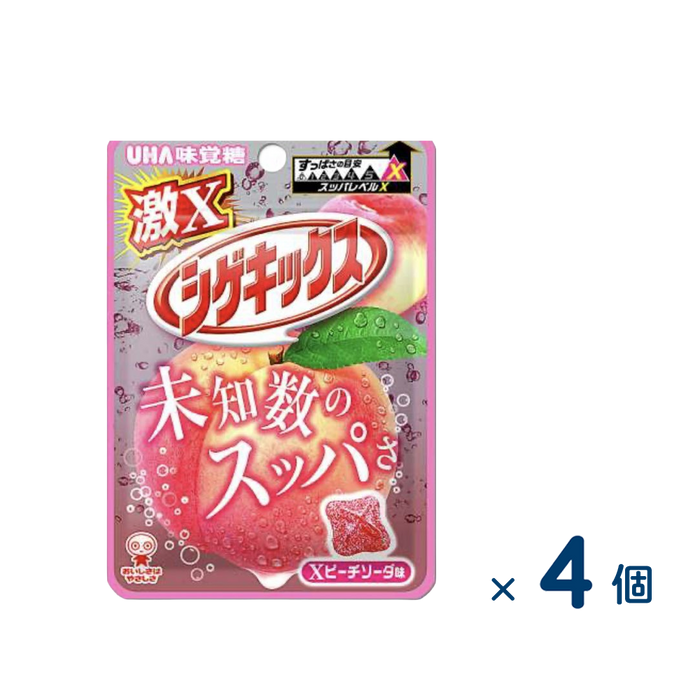【セット売り】味覚糖 激XシゲキックスX ピーチソーダ（賞味期限2026/07/31）4個入り
