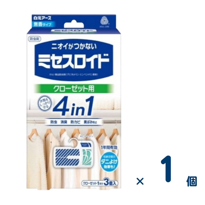 ミセスロイド 1年防虫 4in1 クローゼット用 3コ入 1個入り